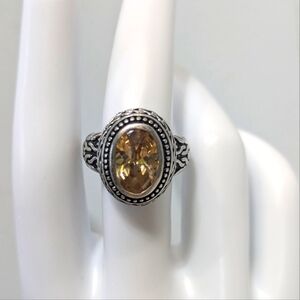 Sterling Golden Topaz Ring Size 7 November birthstone Vintage NF 925